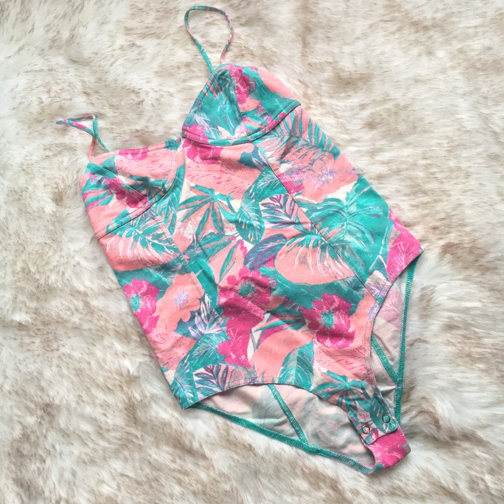 Forever 21 tropical print bodysuit - S